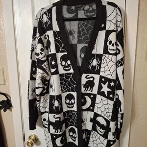 Torrid Halloween Black & White Skull Cardigan